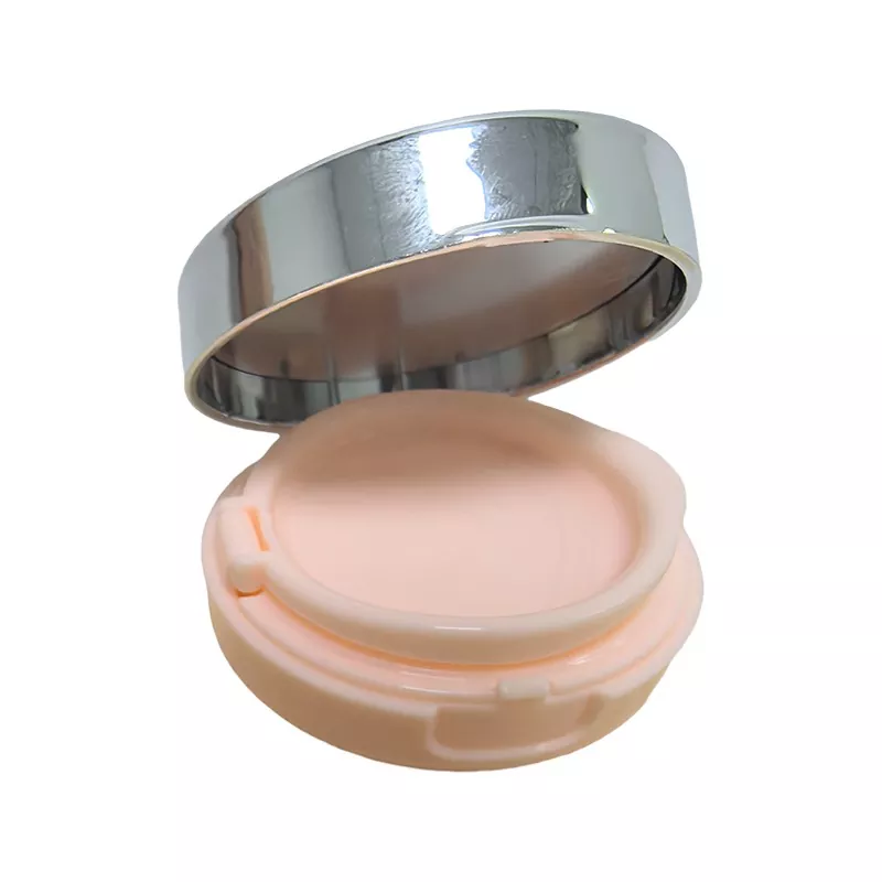 Tom Lyxig White Silver Edge Portable Air Cushion Puff Box BB Cream Container Förbandsfodral med Powder Puff och spegel